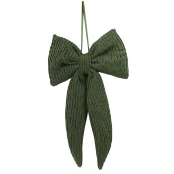 BOW W/HANGER 6"X11" GREEN POLYESTER