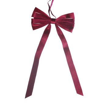 BOW VELVET 9"X19" BLACK CHERRY W/HANGER
