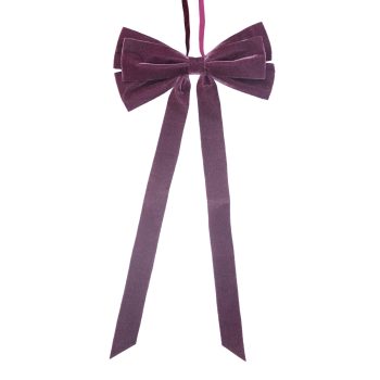 BOW VELVET 9"X19" PLUM W/HANGER