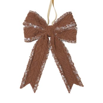 BOW WOOL 9"X13" BROWN W/ICED EDGE