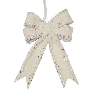 BOW WOOL 9"X13" IVORY W/ICED EDGE