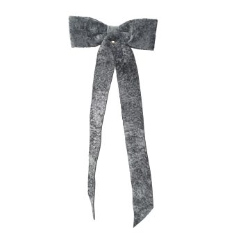 BOW VELVET LONG TAIL 15" X6.5" BLUE W/CLIP