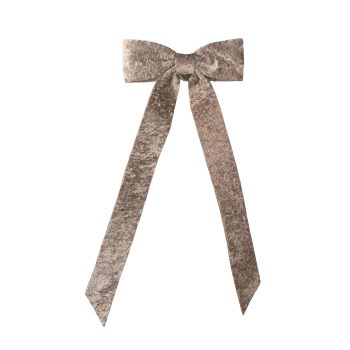 BOW VELVET LONG TAIL 15" X6.5" CHAMPAGNE W/CLIP