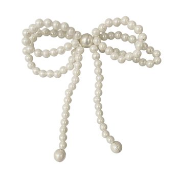 BOW PEARL KNOT 5" WHITE/SHINY