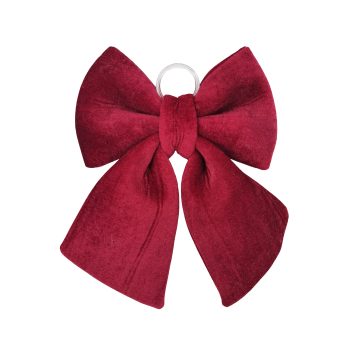 BOW FABRIC VELVET/SPONGE 12" BURGUNDY W/RING HANGER