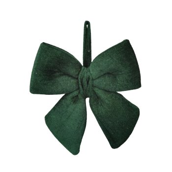 BOW FABRIC VELVET/SPONGE 8" DARK GREEN W/HANGER