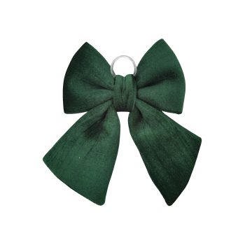 BOW FABRIC VELVET/SPONGE 12" DARK GREEN W/RING HANGER