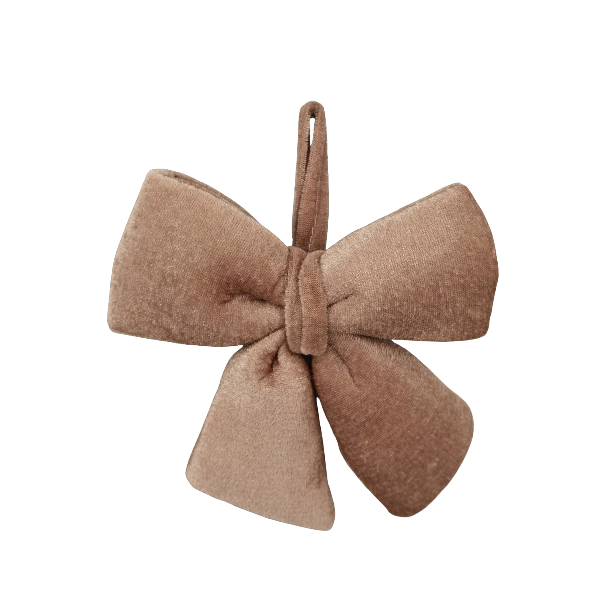 BOW FABRIC 8" LIGHT BROWN VELVET W/ SOFT SPONGE FILLING & HANGER