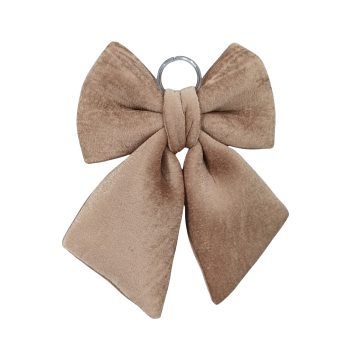 BOW FABRIC VELVET/SPONGE 12" LIGHT BROWN W/RING HANGER