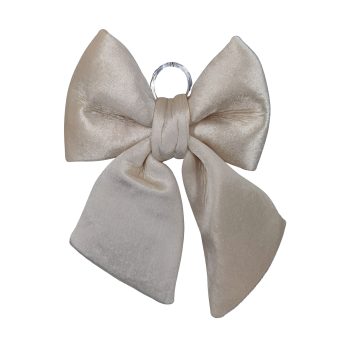BOW FABRIC VELVET/SPONGE 12" IVORY W/RING HANGER