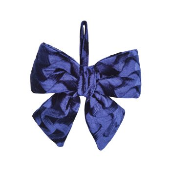BOW FABRIC VELVET/SPONGE 8" BLUE WAVE PATTERN W/HANGER