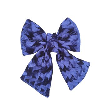 BOW FABRIC VELVET/SPONGE 12" BLUE WAVE PATTERN W/RING HANGER