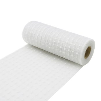 DECOR MESH 10" X 10YDS WHITE W/WHITE BALL STRING
