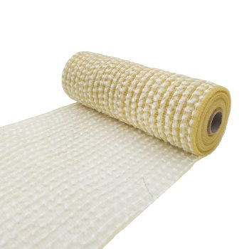 DECOR MESH 10" X 10YDS CHAMPAGNE W/WHITE BALL STRING