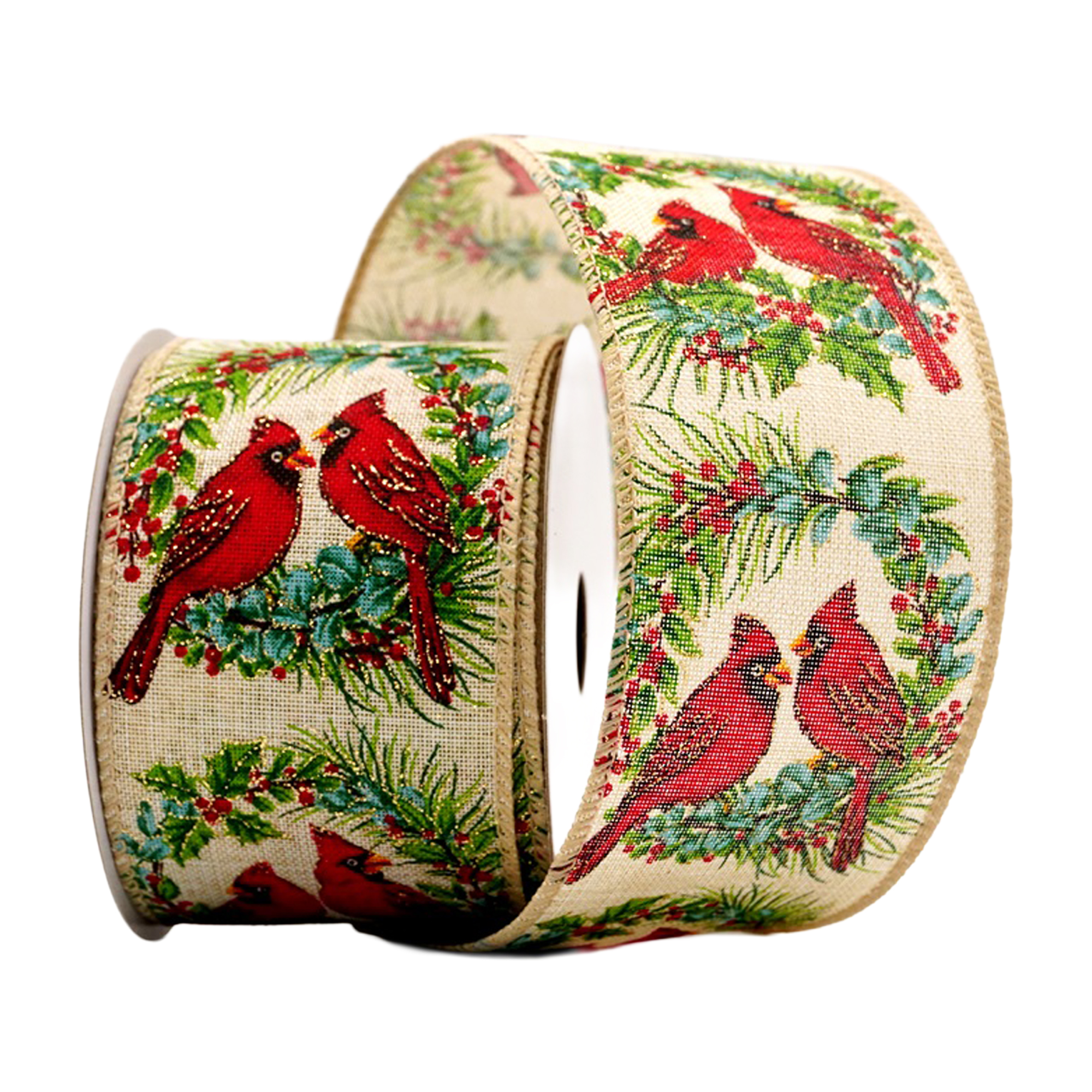 WIRED RIBBON 2.5"X10 YDS. NATURAL ROBINS