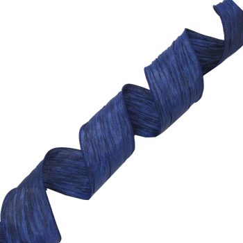 WIRED RIBBON 2.5"X10 YDS. DK. BLUE TWISTED SILK W/SEWN EDGES