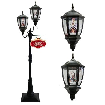 FLOOR LANTERN SNOWING S SHAPE 20"X79" BLACK METALLIC