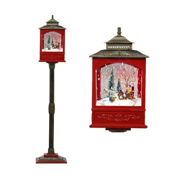 FLOOR RETRO LAMP POST SANTA 10"X49" ANTIQUE