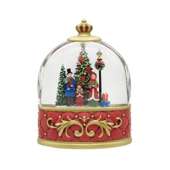 WATER GLOBE LED CAROLERS 3"X8"X8" W/GLTR. SPINNER TIMER 6/18HRS USB CORD INCLUDED B/O (AAX3)