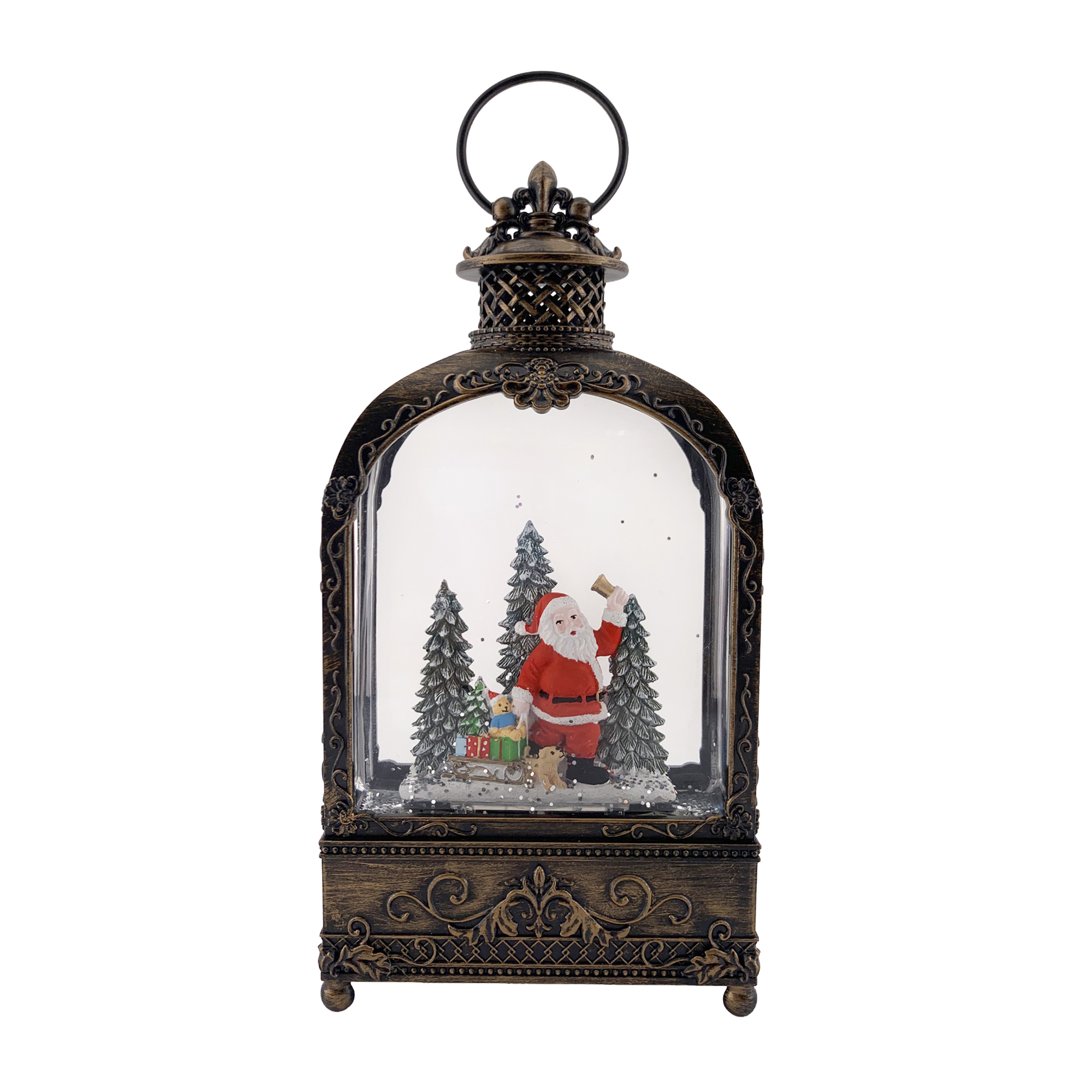 WATER LANTERN LED SNOWMAN 2"X4.5"X9" W/GLTR. SPINNER TIMER 6/18HRS USB CORD INCLUDED B/O (AAX3)