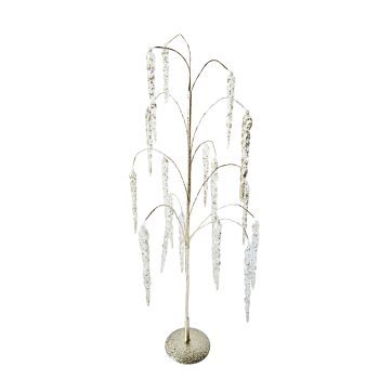 TREE W/ICICLES 24" CLEAR W/GOLD GLITTER