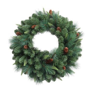 WREATH PE/HARD NEEDLE/PVC MIXED 24"X140T GREEN/NATURAL