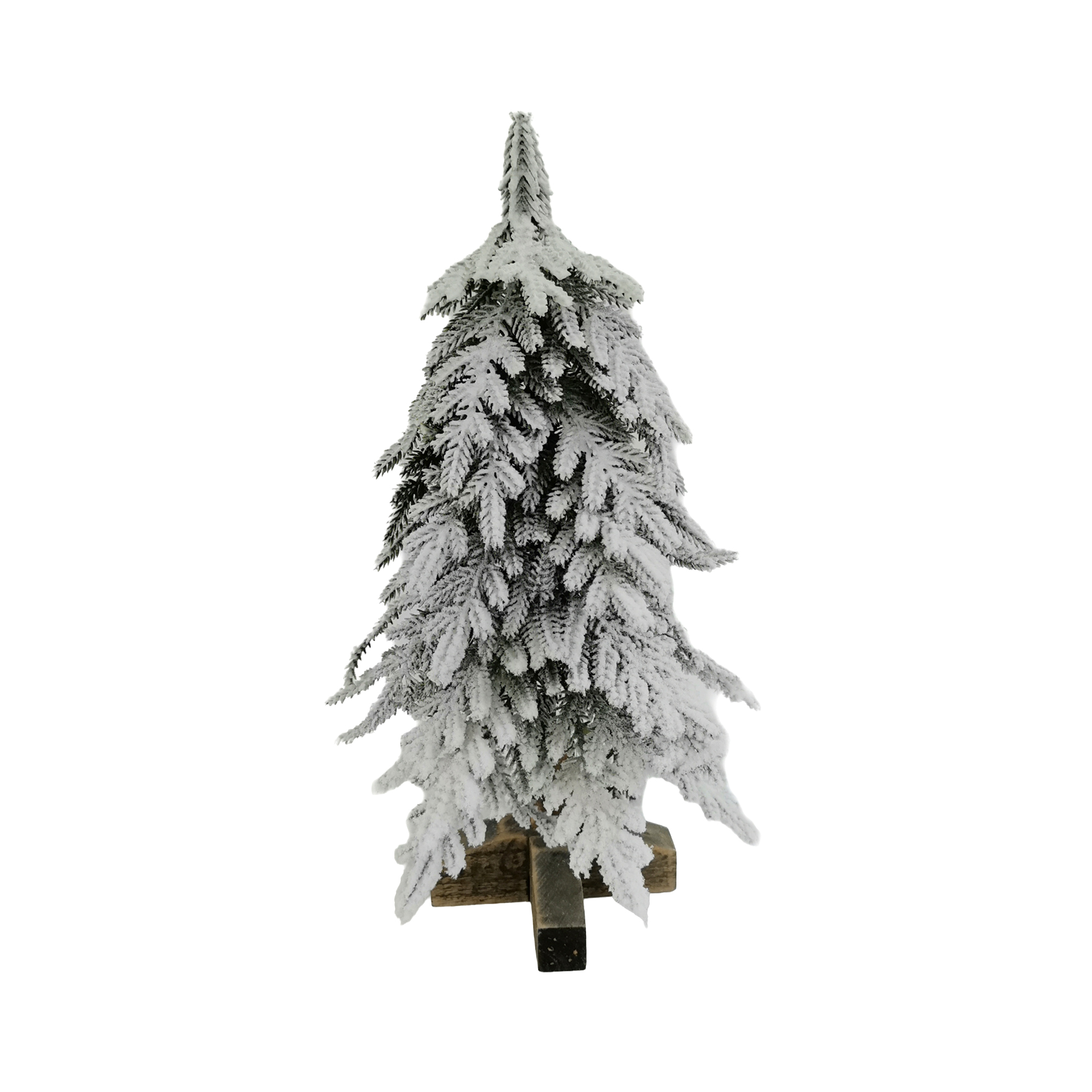 FLOCKED TREE FLOCKED PINE 14"X7" GREEN/ WHITE TABLE TOP