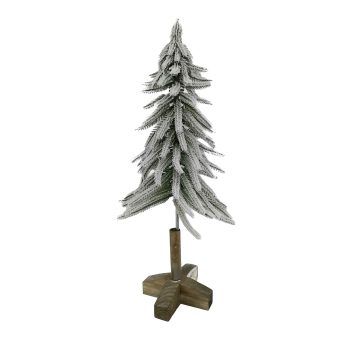 FLOCKED TREE FLOCKED NEEDLE PINE 20"X6" GREEN/WHITE TABLE TOP