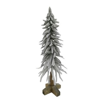 FLOCKED TREE FLOCKED NEEDLE PINE 24"X7" GREEN/ WHITE TABLE TOP