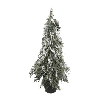 TREE SNOWY PINE 19" GREEN BLACK PLASTIC POT