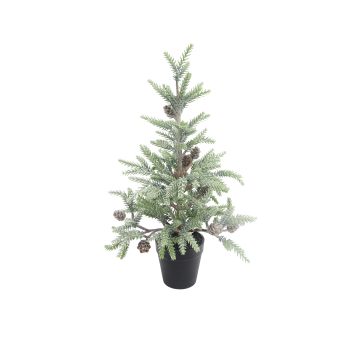 TREE NEEDLE PINE FROSTED W/CONES 17" BLACK PLASTIC POT