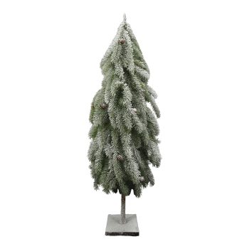 TREE FLOCKED PINE W/PINE CONE 38" 50 LED LIGHTS GREEN W/BASE