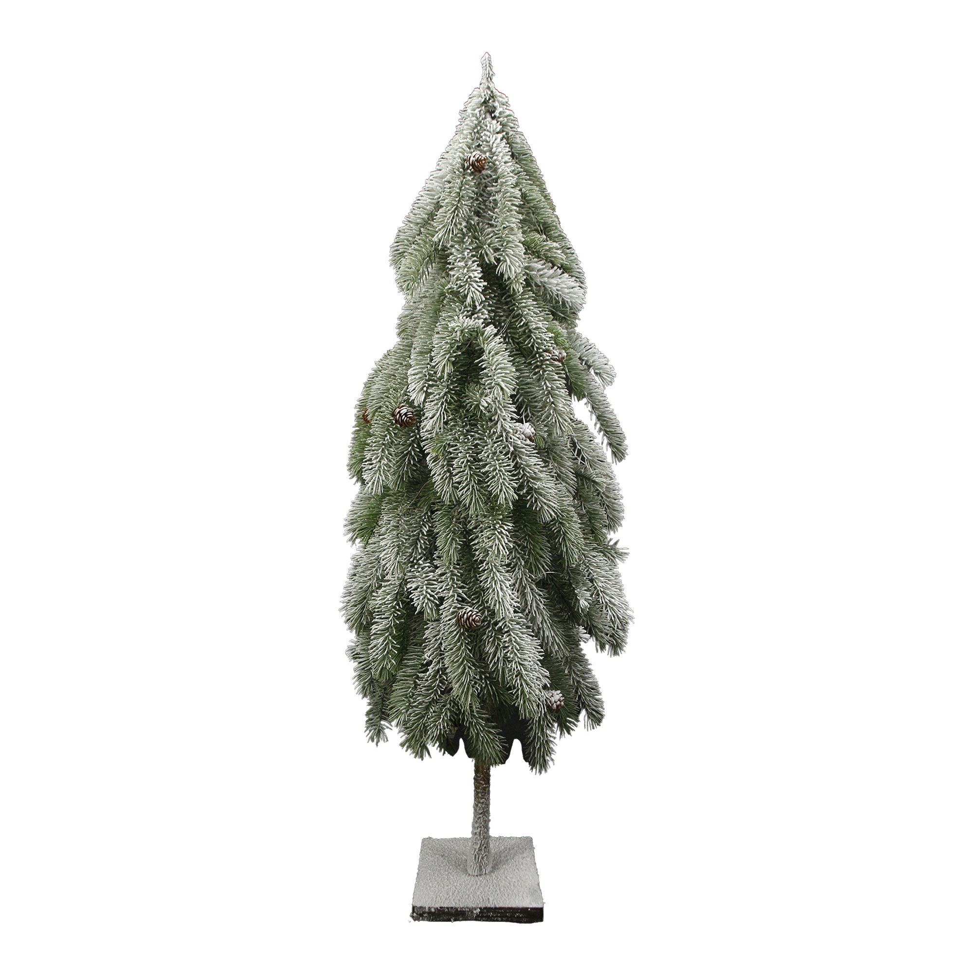 TREE FLOCKED PINE W/PINE CONE 38" 50 LED LIGHTS GREEN W/BASE