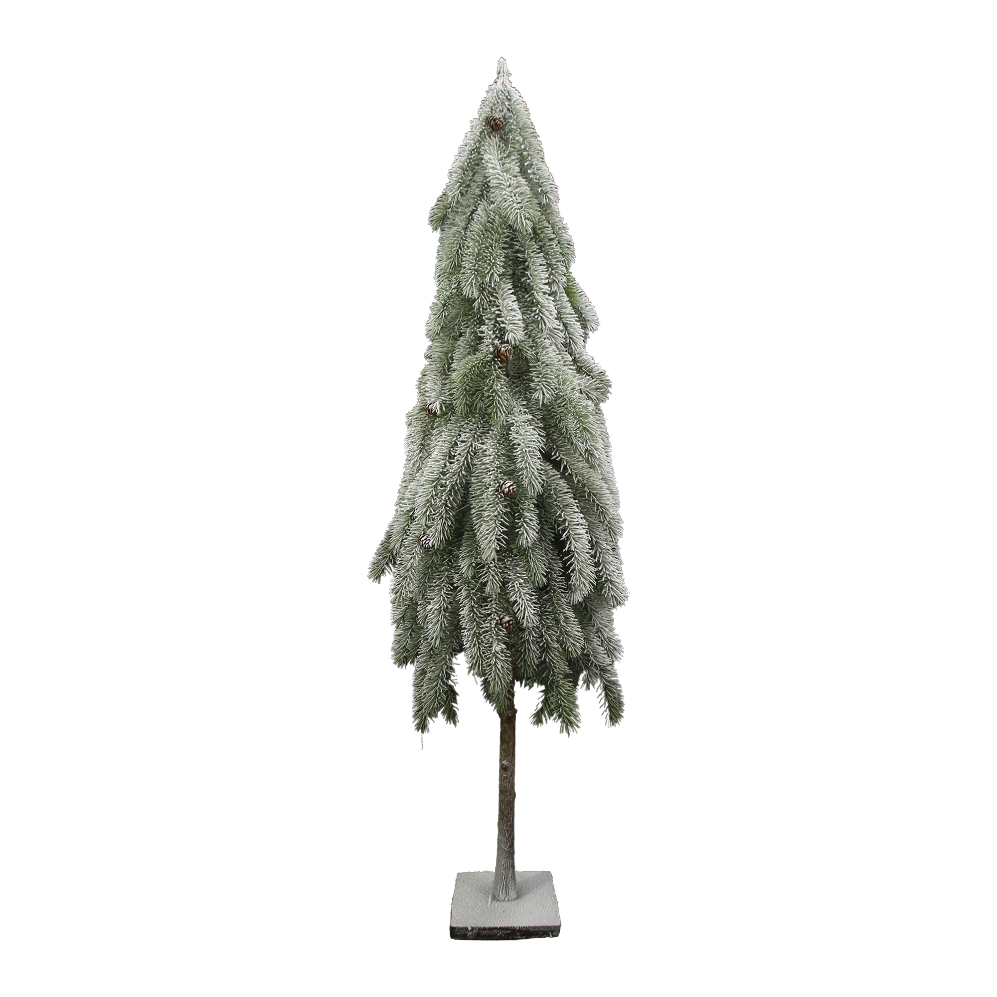 TREE FLOCKED PINE W/PINE CONE 49" 70 LED LIGHTS W/BASE