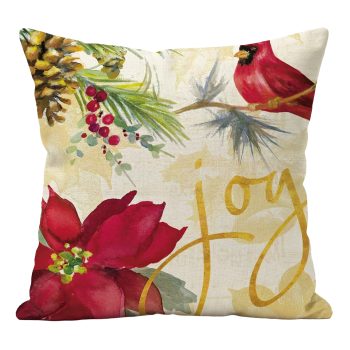 CUSHION DECORATIVE 16"X16" CARDINAL/JOY/PONSETTIA