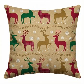 CUSHION DECORATIVE 16"X16" ARRANGED REINDEER PATTERN