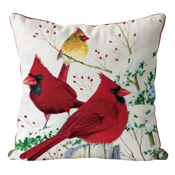CUSHION DECORATIVE 16"X16" NORTHERN CARDINAL