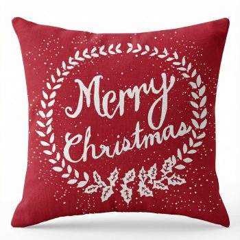 CUSHION DECORATIVE 16"X16" "MERRY CHRISTMAS" PATTERN
