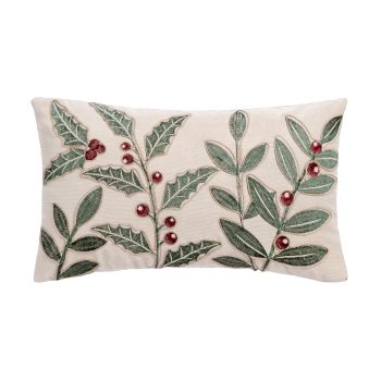 CUSHION DECORATIVE BERRY CORDUROY 20"X12" GREEN POLYESTER 300G FILLING