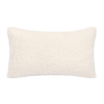CUSHION DECORATIVE FAUX FUR CURLY 20"X12" WHITE POLYESTER 300G FILLING