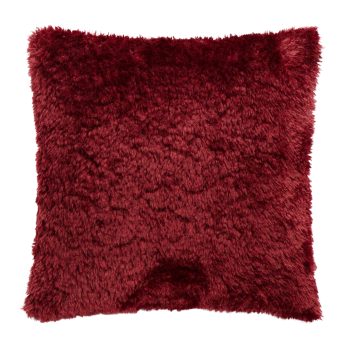 CUSHION DECORATIVE FAUX FUR 18"X18" BURGUNDY POLYESTER 400G FILLING