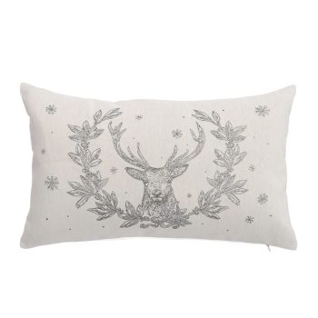 CUSHION DECORATIVE DEER JACQUARD METALLIC 20"X12" MIXED POLYESTER/COTTON 300G FILLING