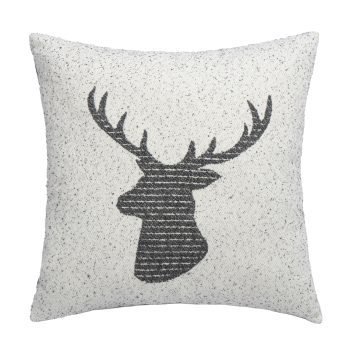 CUSHION DECORATIVE DEER JACQUARD 18"X18" GRAY POLYESTER/COTTON 400G FILLING