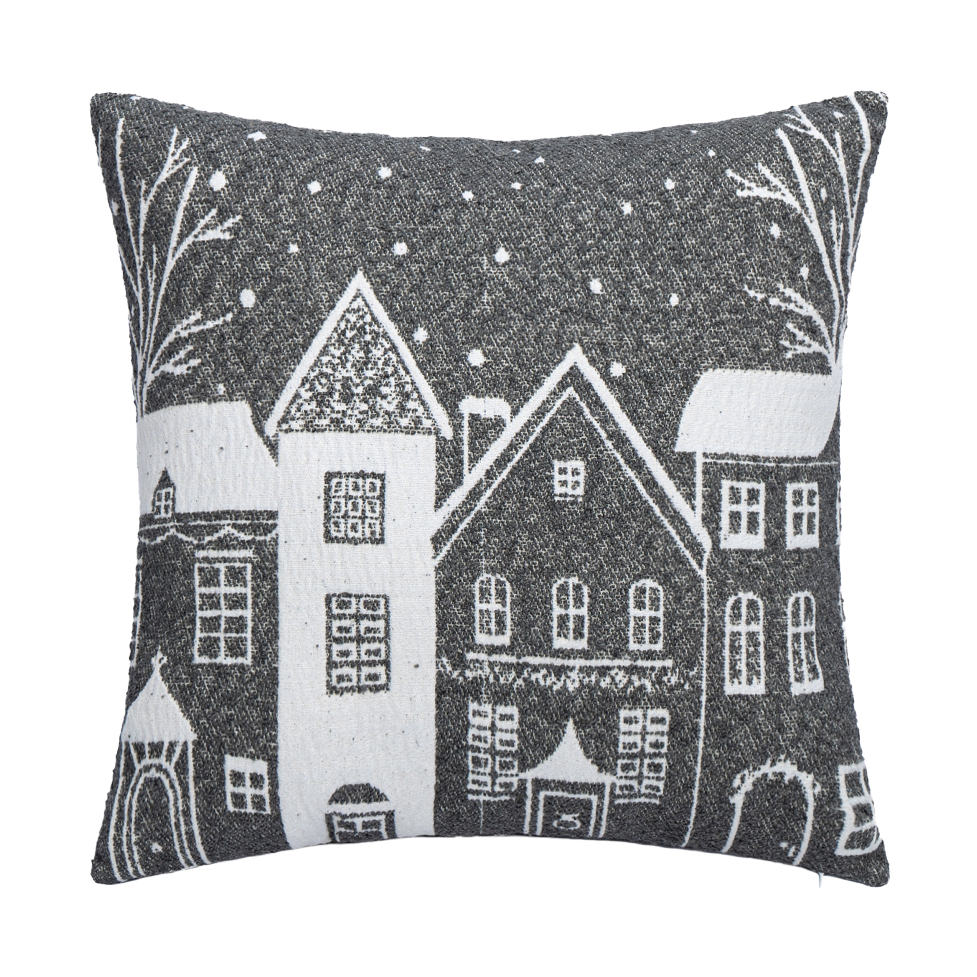 CUSHION DECORATIVE HOUSE JACQUARD 18"X18" GRAY POLYESTER/COTTON 400G FILLING