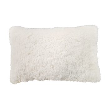 CUSHION DECORATIVE SHAGGY FAUX FUR 20"X12" WHITE POLYESTER 300G FILLING