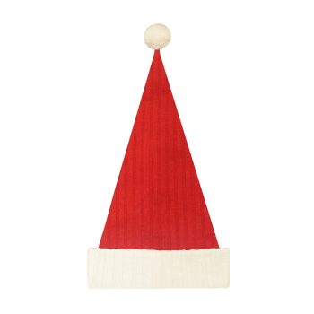 SANTA HAT 25" RED/IVORY KNIT W/KNIT BORDER (SIZE: M)