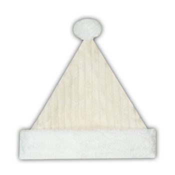 SANTA HAT 8.5" IVORY/WHITE CORDUROY W/SHERPA BORDER (SIZE: BABY)