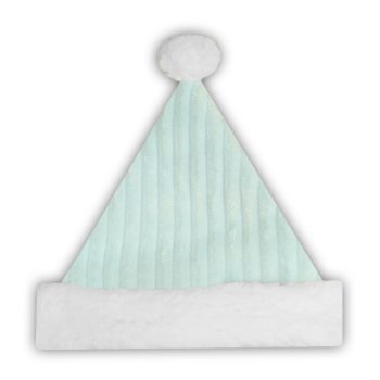 SANTA HAT 8.5" LIGHT BLUE/WHITE CORDUROY W/SHERPA BORDER (SIZE: BABY)
