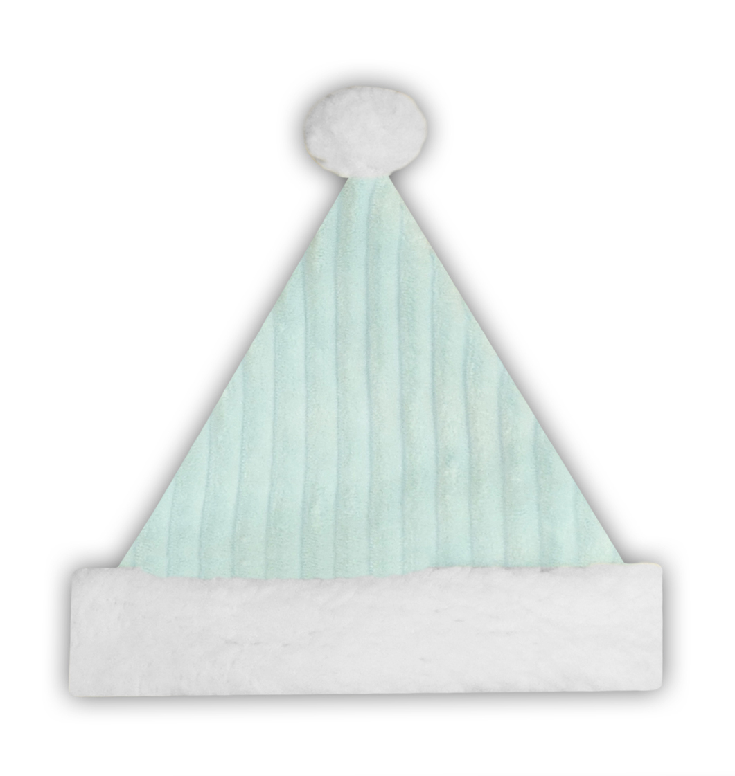 SANTA HAT 8.5" LIGHT BLUE/WHITE CORDUROY W/SHERPA BORDER (SIZE: BABY)