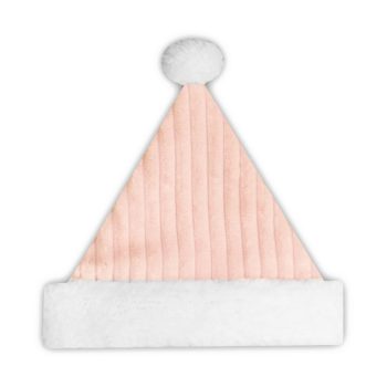 SANTA HAT 8.5" PINK/WHITE CORDUROY W/SHERPA BORDER (SIZE: BABY)